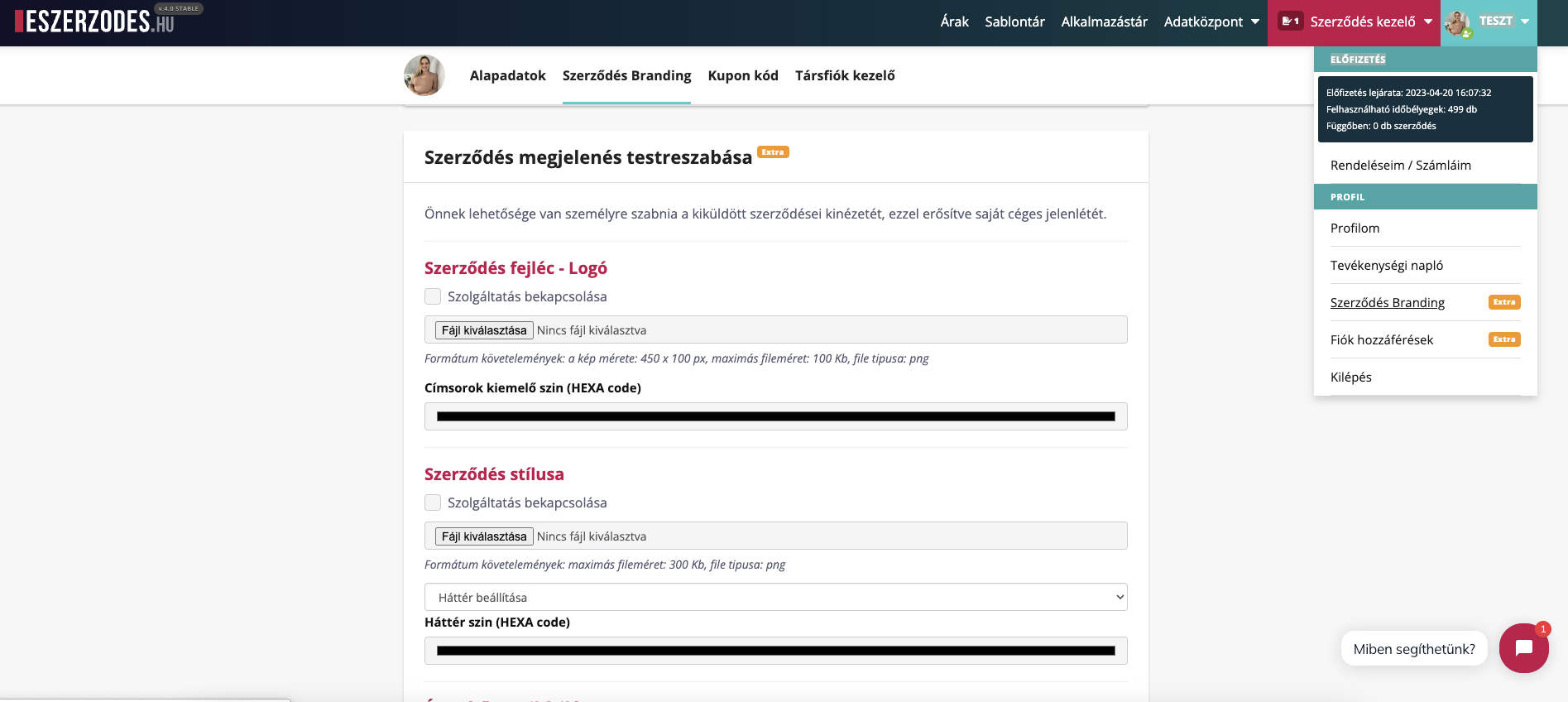 Personalizar o aspeto do contrato