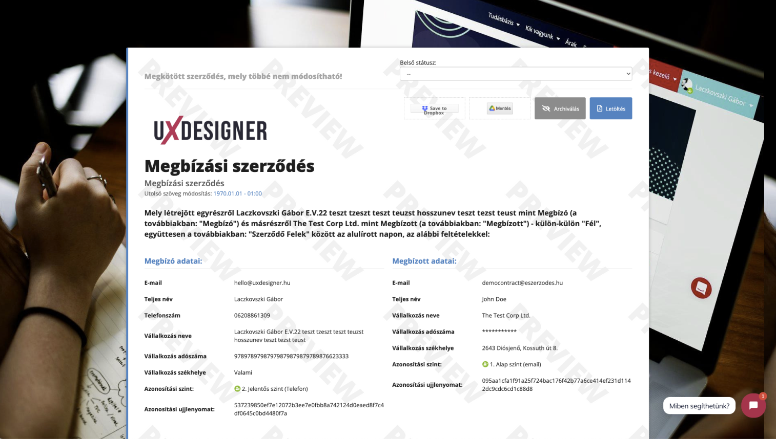 Personalizar o aspeto do contrato